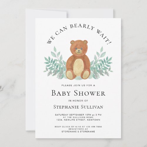 We Can Bearly Wait Baby Shower Invitation