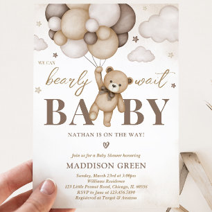 We Can Bearly Wait Baby Shower Invitation