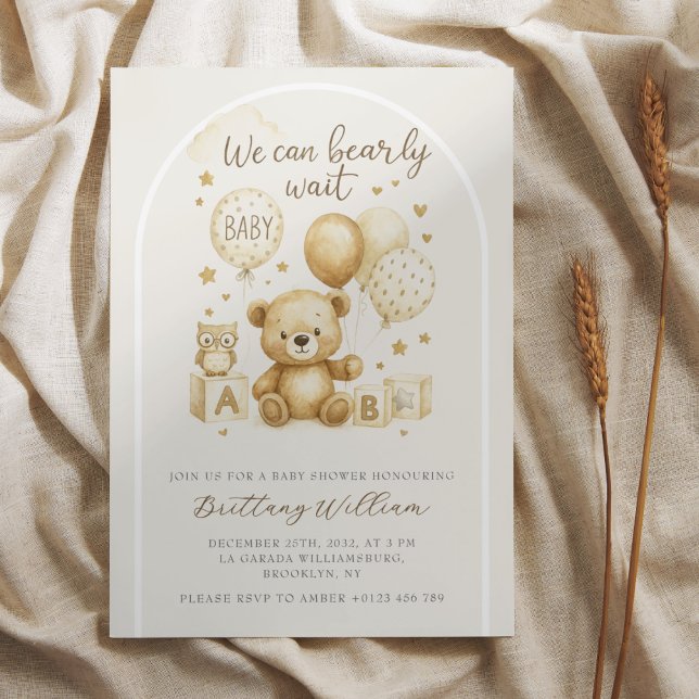 We Can Bearly Wait Baby Shower Invitation (Creator Uploaded)