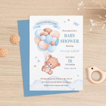 We Can Bearly Wait Baby Shower Invitation by marlenedesigner at Zazzle