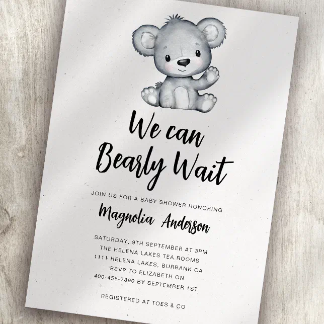 We Can Bearly Wait Baby Shower Invitation Zazzle