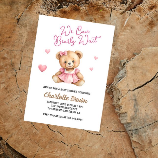 We Can Bearly Wait Baby Shower Invitation (Creator Uploaded)