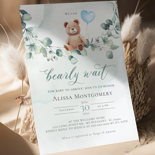 We Can Bearly Wait Baby Shower Invitation