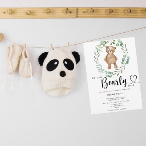 We can bearly wait baby shower invitation