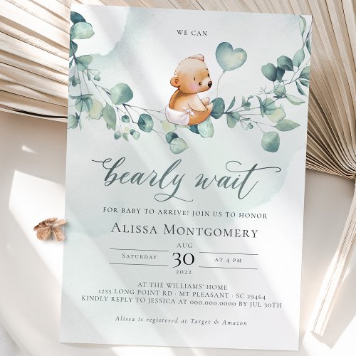 We Can Bearly Wait Baby Shower Invitation