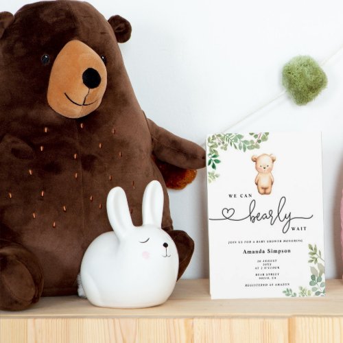 We can bearly wait baby shower invitation