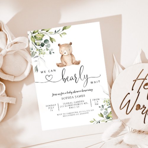 We can bearly wait baby shower invitation