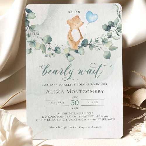 We Can Bearly Wait Baby Shower Invitation