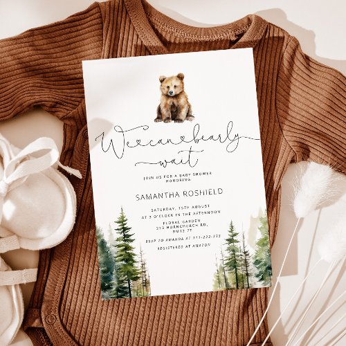 We can bearly wait baby shower Invitation