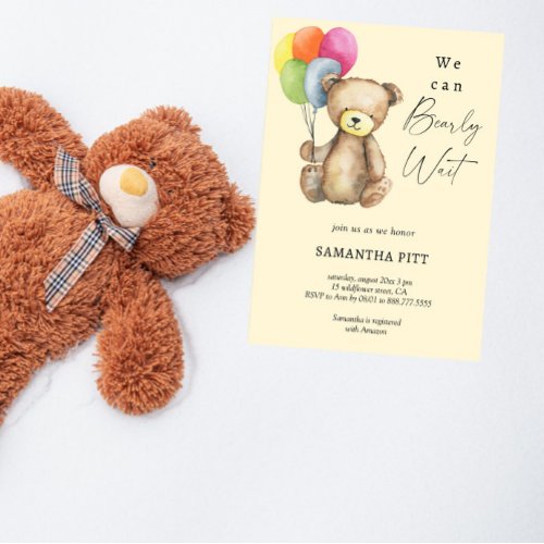 We can bearly wait baby shower invitation