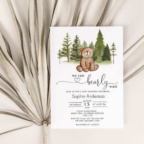 We Can Bearly Wait Baby Shower Invitation