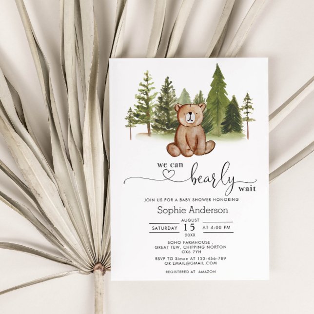 We Can Bearly Wait Baby Shower Invitation