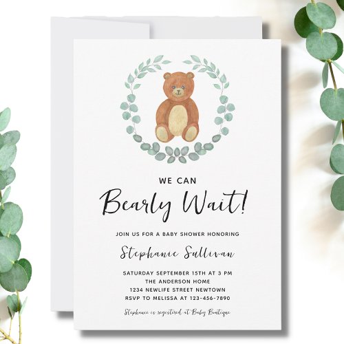 We Can Bearly Wait Baby Shower Invitation