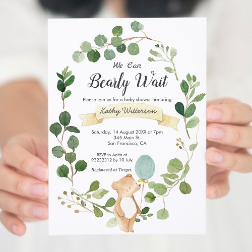 We can bearly wait baby shower invitation