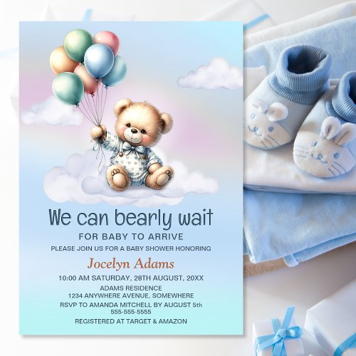 We Can Bearly Wait Baby Shower Invitation