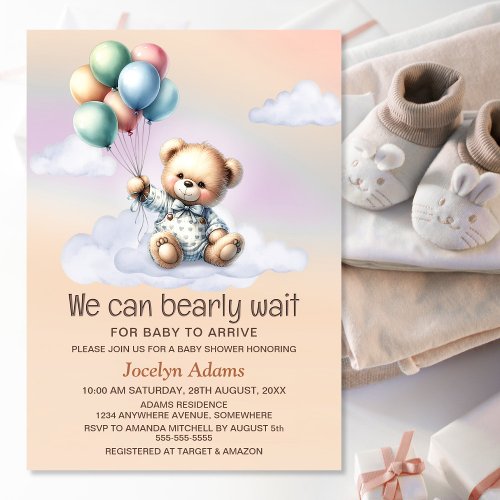 We Can Bearly Wait Baby Shower Invitation