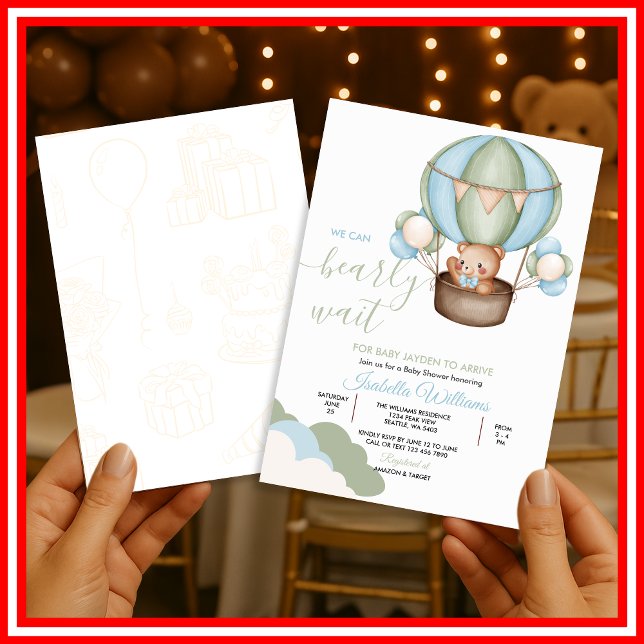 We Can Bearly Wait Baby Shower Invitation (Creator Uploaded)