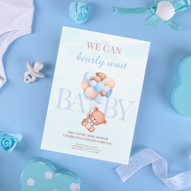 We Can Bearly Wait Baby Shower Invitation (Creator Uploaded)