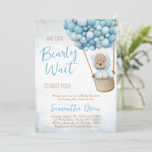 We Can Bearly Wait Baby Shower Invitation