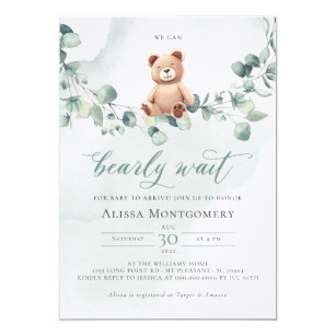 we can bearly wait baby shower invitations