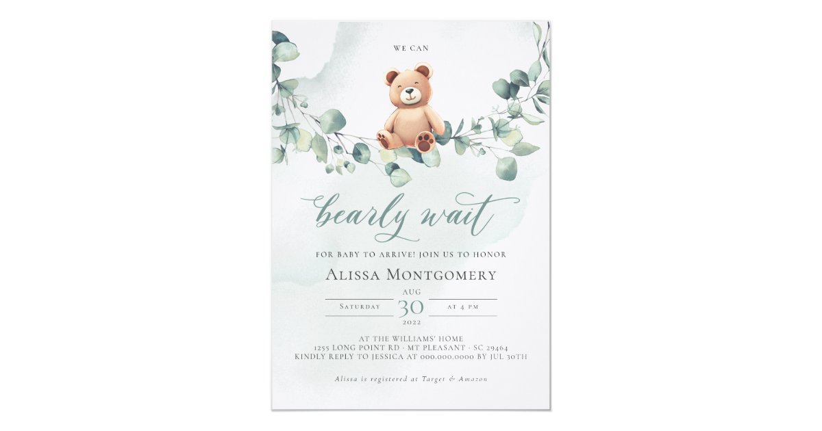 We Can Bearly Wait! Baby Shower Invitation | Zazzle.com