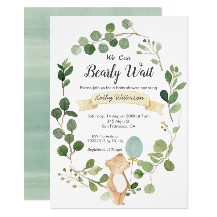 we can bearly wait baby shower invitation  zazzle