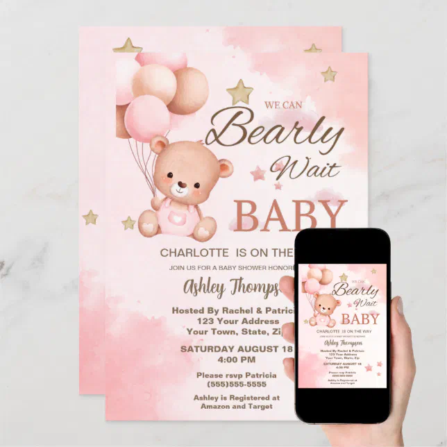 We Can Bearly Wait Baby Shower Invitation | Zazzle