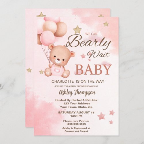 We Can Bearly Wait Baby Shower  Invitation