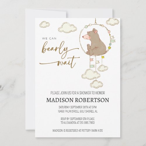 We Can Bearly Wait Baby Shower Invitation JL01