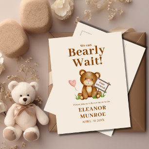 We Can Bearly Wait Baby Shower Invitation Postcard