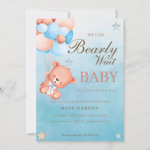 We Can Bearly Wait Baby Shower Invite