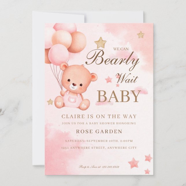 We Can Bearly Wait Baby Shower Invite (Front)
