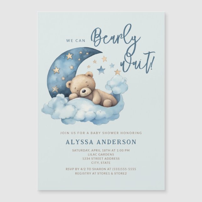 We Can Bearly Wait Baby Shower Magnetic Invitation (Front)