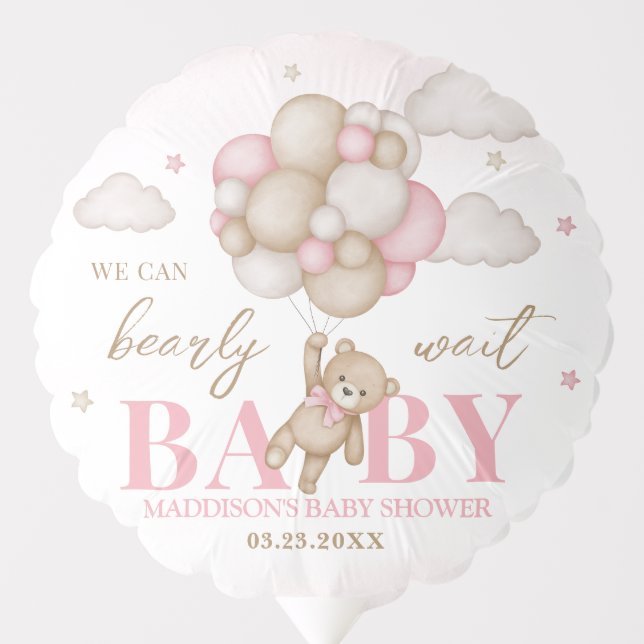We Can Bearly Wait Baby Shower Medium Balloon (Front)
