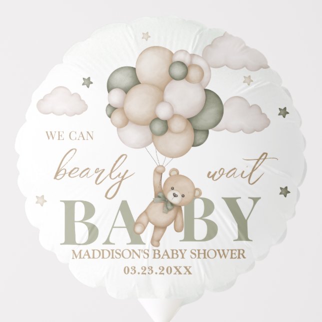 We Can Bearly Wait Baby Shower Medium Balloon (Front)