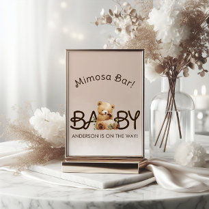 We Can Bearly Wait Baby Shower Mimosa Bar Pedestal Sign