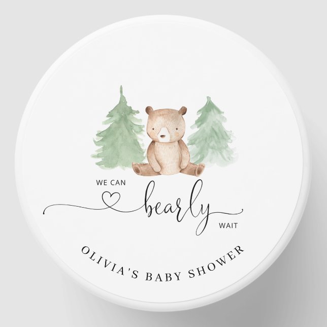 We can bearly wait baby shower mini candle favors (Front)