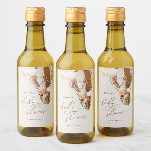 We Can Bearly Wait Baby Shower Mini Wine Label