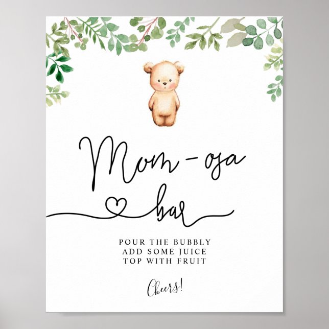 We can bearly wait baby shower Mom-osa bar Poster (Front)