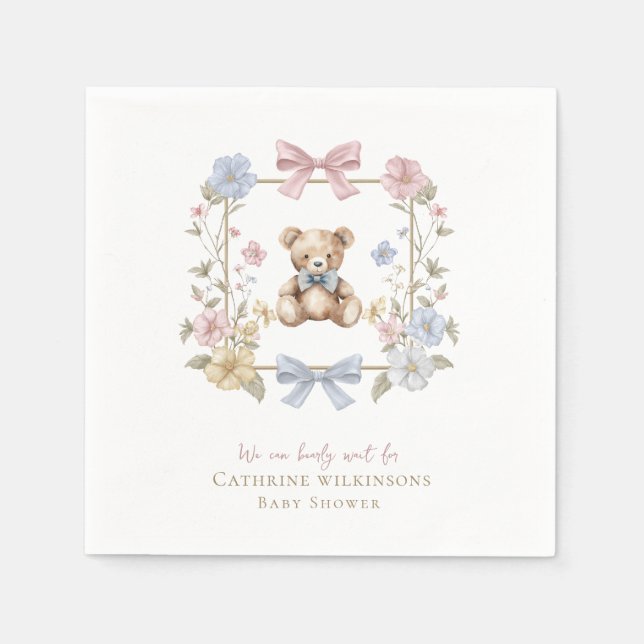 we can bearly wait baby shower  napkins (Front)