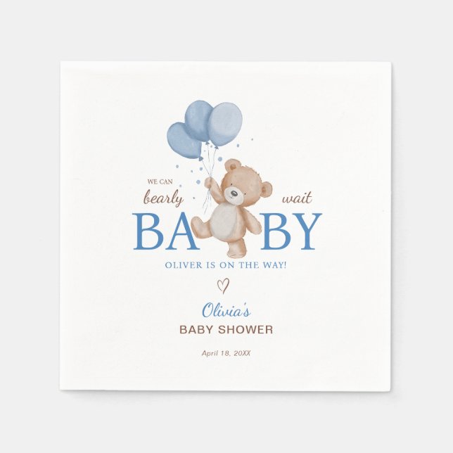 We Can Bearly Wait Baby Shower Napkins (Front)