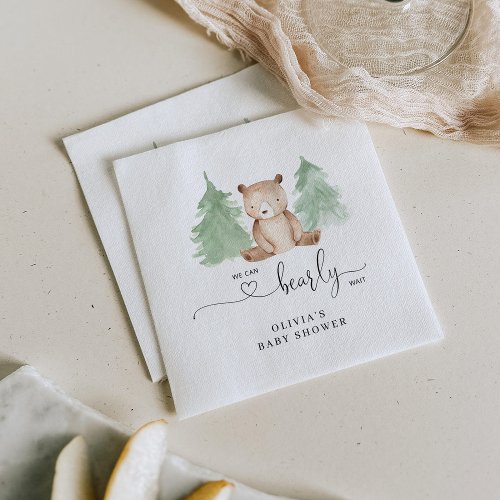 We can bearly wait baby shower napkins