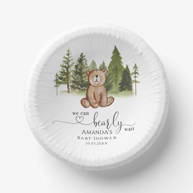 We Can Bearly Wait Baby Shower  Paper Bowls (Front)