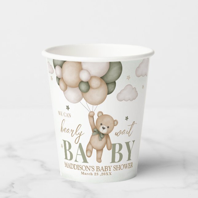 We Can Bearly Wait Baby Shower Paper cup (Front)