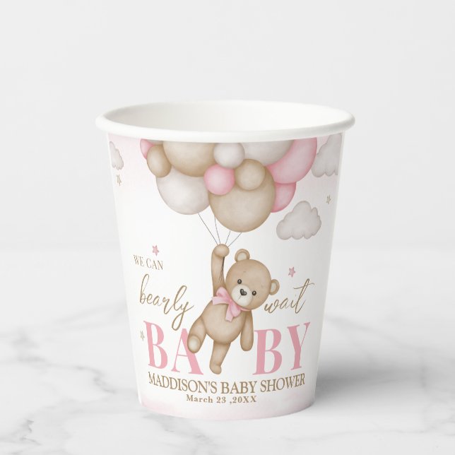 We Can Bearly Wait Baby Shower Paper cup (Front)