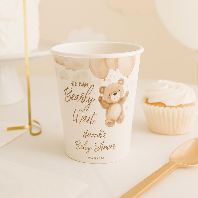 We Can Bearly Wait Baby Shower Paper Cups (Creator Uploaded)