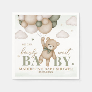 We Can Bearly Wait Baby Shower Paper Napkin