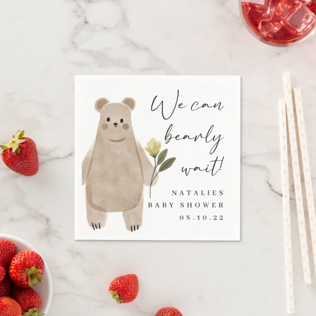 We Can Bearly Wait Baby Shower Paper Napkins (Insitu)