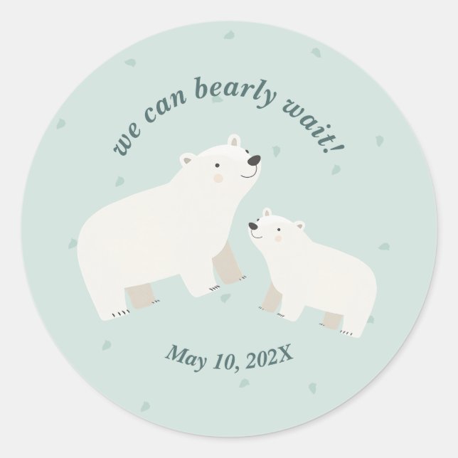 We can bearly wait baby shower Paper Plate Classic Round Sticker (Front)