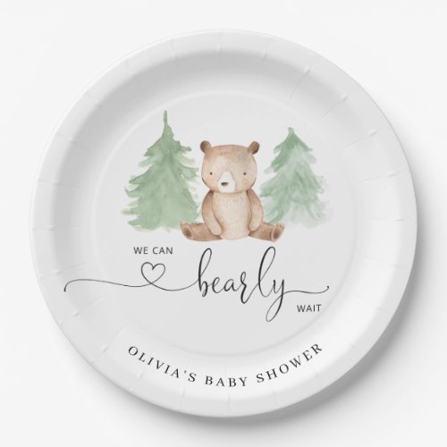 We can bearly wait baby shower paper plates